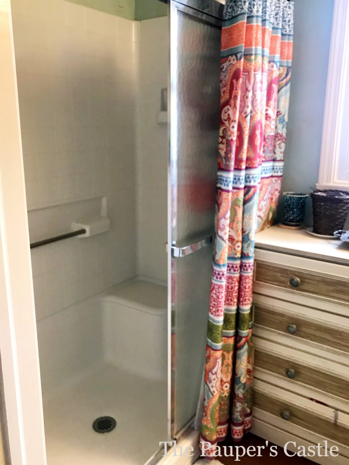 A no demo way to update your fiberglass shower surround with a stencil